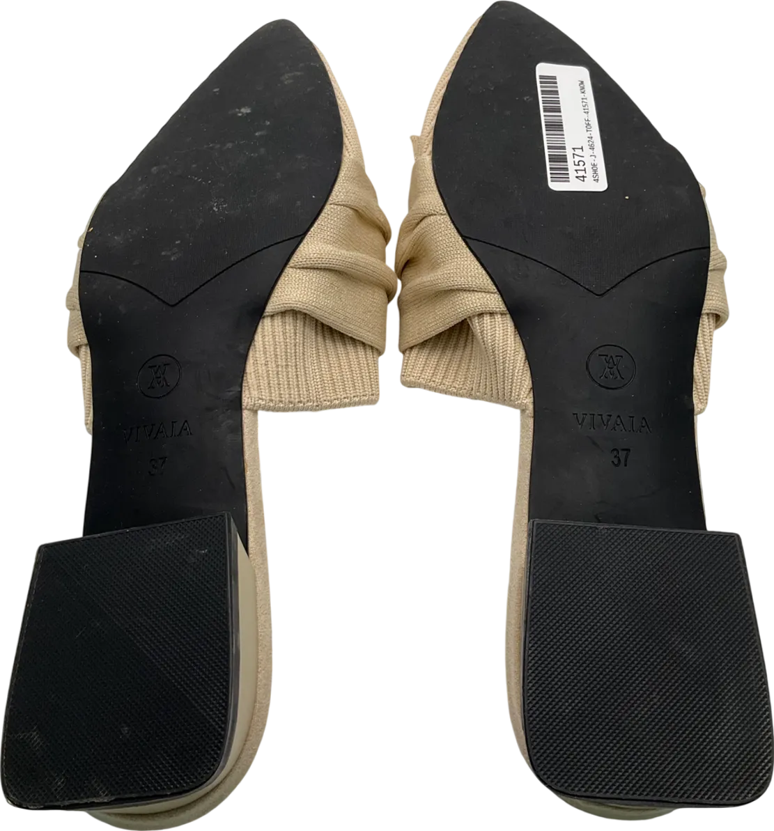 vivaia Beige Pointed Toe Knot Sandals UK 4 EU 37 