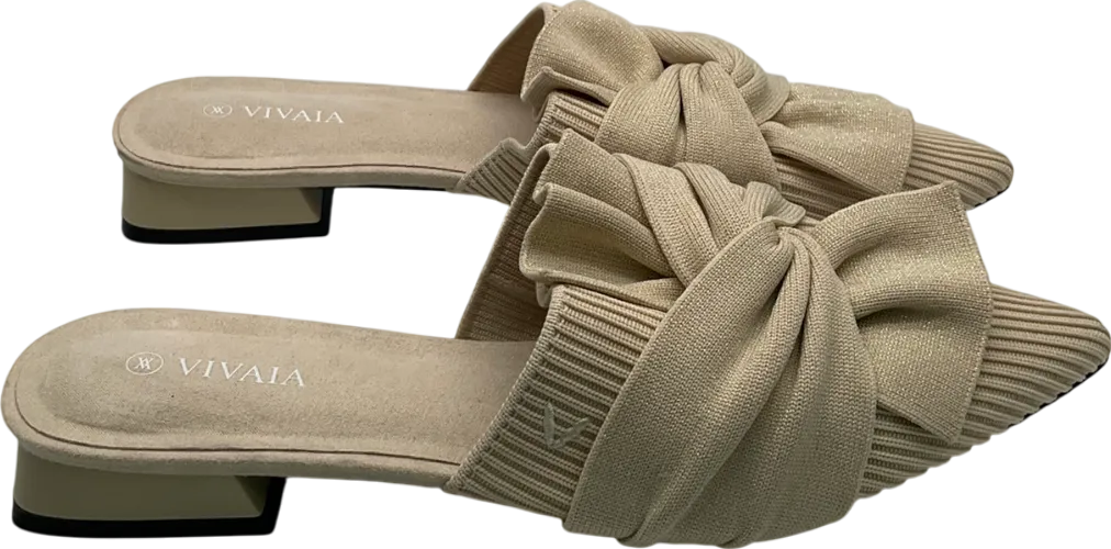 vivaia Beige Pointed Toe Knot Sandals UK 4 EU 37 