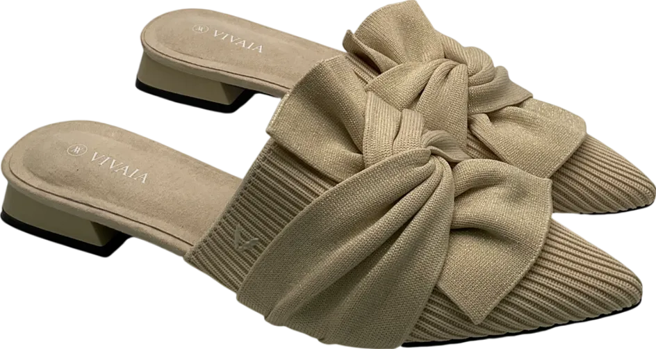 vivaia Beige Pointed Toe Knot Sandals UK 4 EU 37 