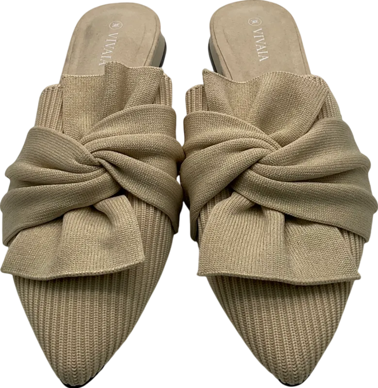 vivaia Beige Pointed Toe Knot Sandals UK 4 EU 37 