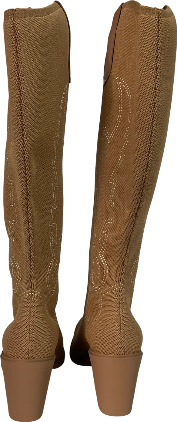 vivaia Beige Pointed-toe Western Knee-high Boots UK 4 EU 37 