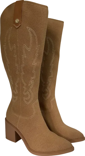 vivaia Beige Pointed-toe Western Knee-high Boots UK 4 EU 37 