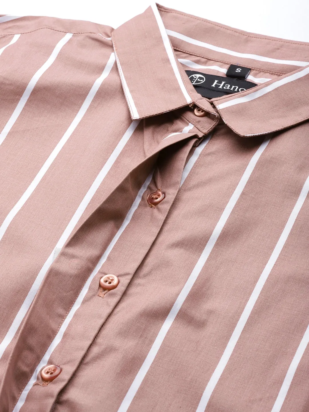 Women Coral Stripes Pure Cotton Slim Fit Formal Shirt