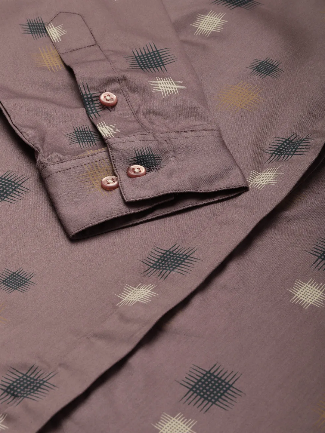 Women Mauve Printed Pure Cotton Slim Fit Formal Shirt