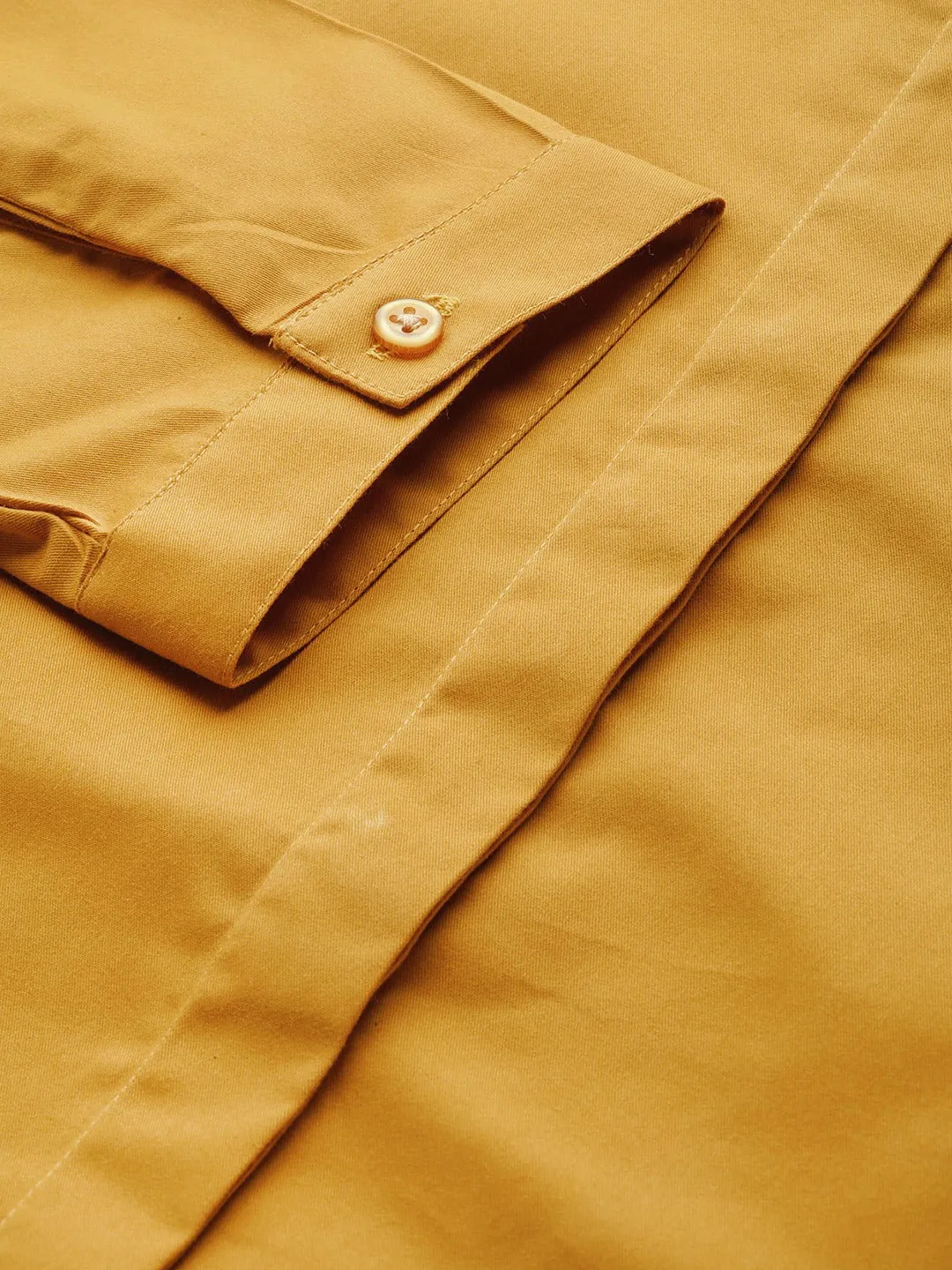 Women Mustard Solids Pure Cotton Slim Fit Formal Shirt