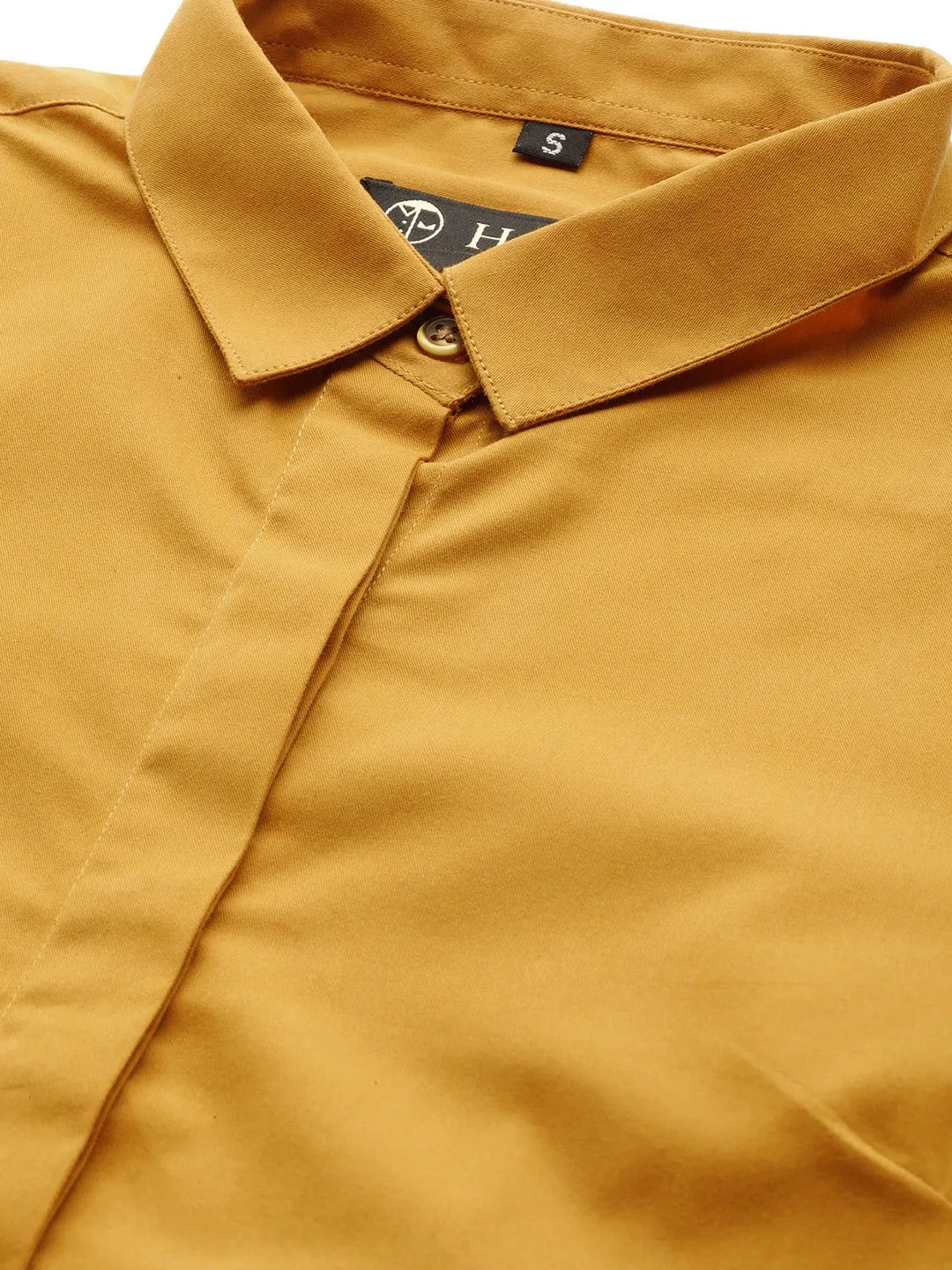 Women Mustard Solids Pure Cotton Slim Fit Formal Shirt