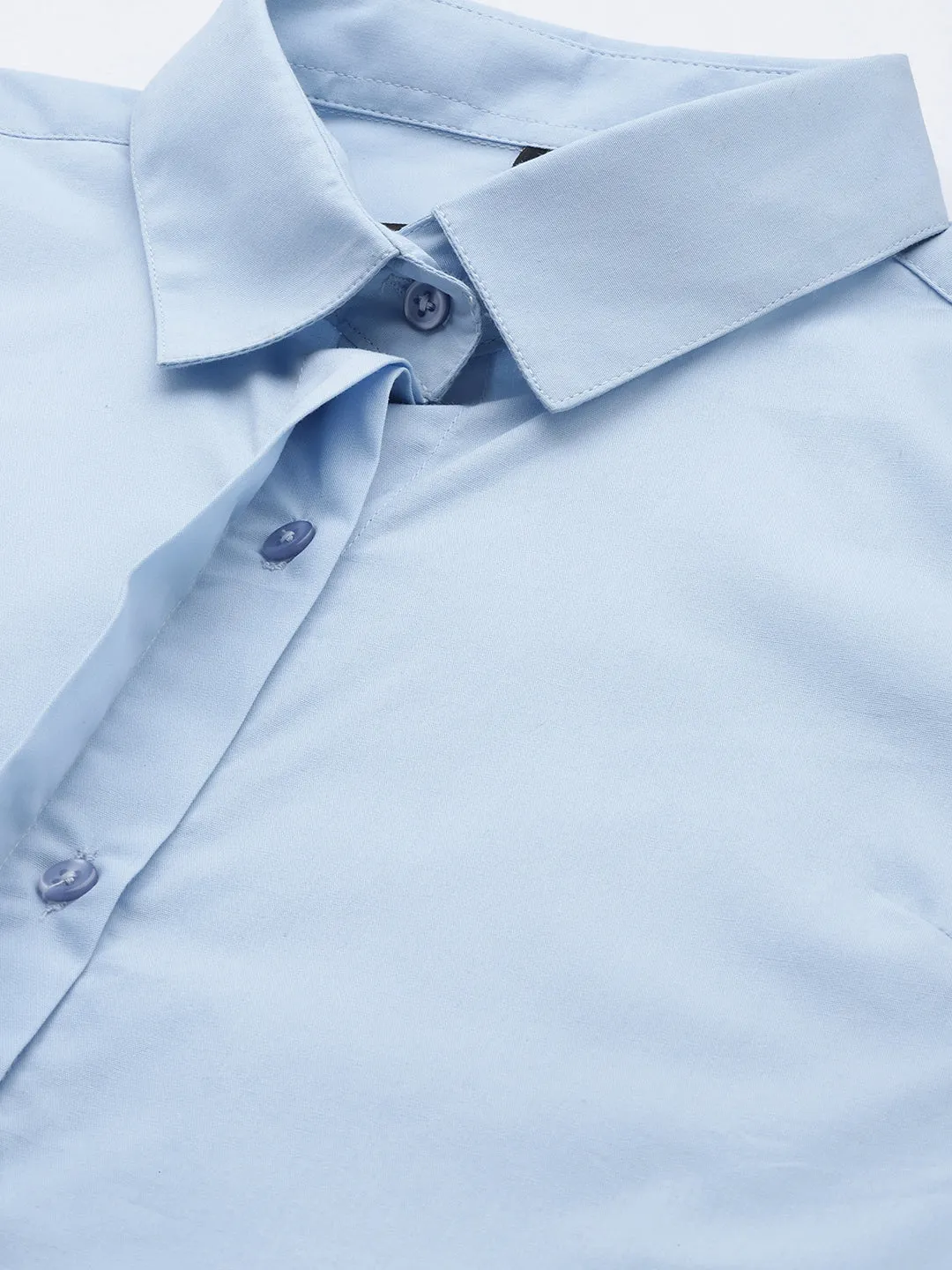 Women Sky Solid Pure Cotton Regular Fit Formal Shirt