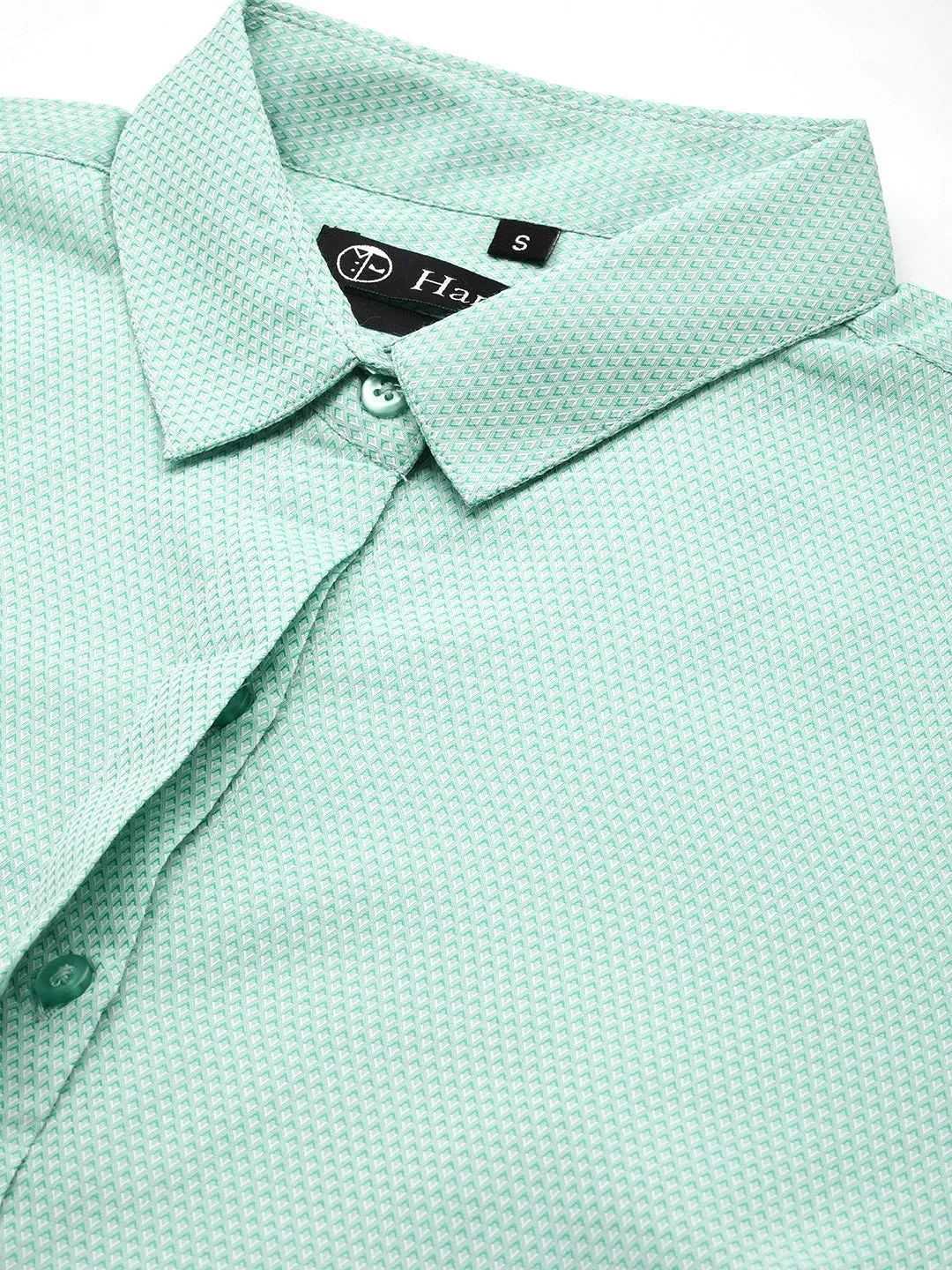 Women Turquoise Solids Cotton Rich Slim Fit Formal Shirt