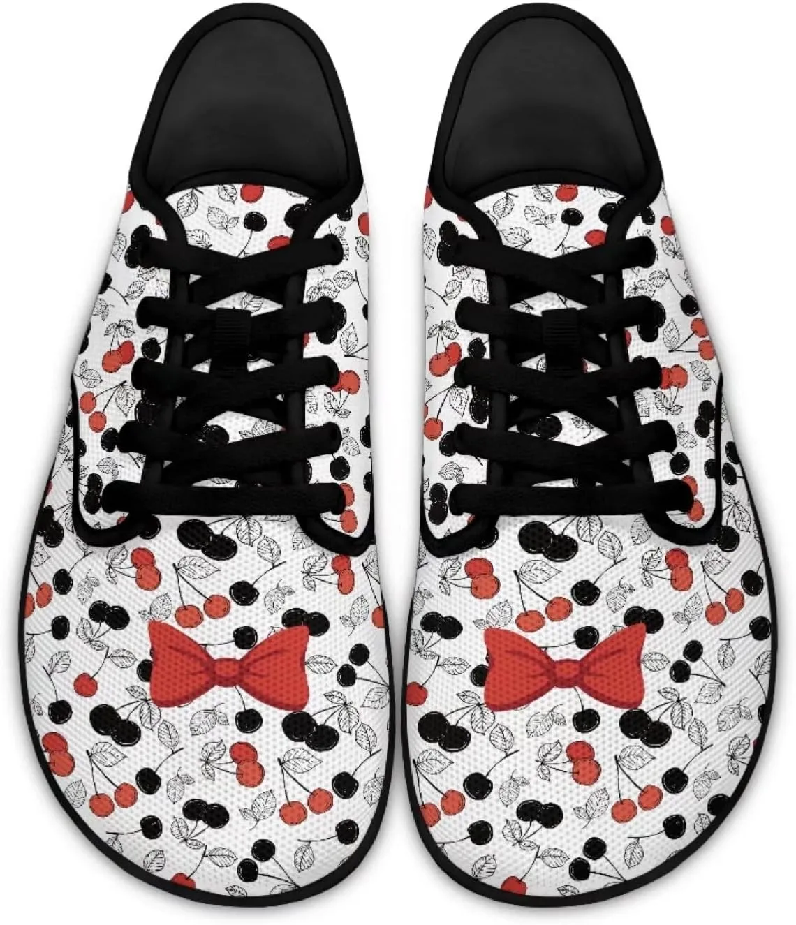 Womens Barefoot Shoes Lace Up Wide Toe Jogging Casual Sneakers Fruit Print