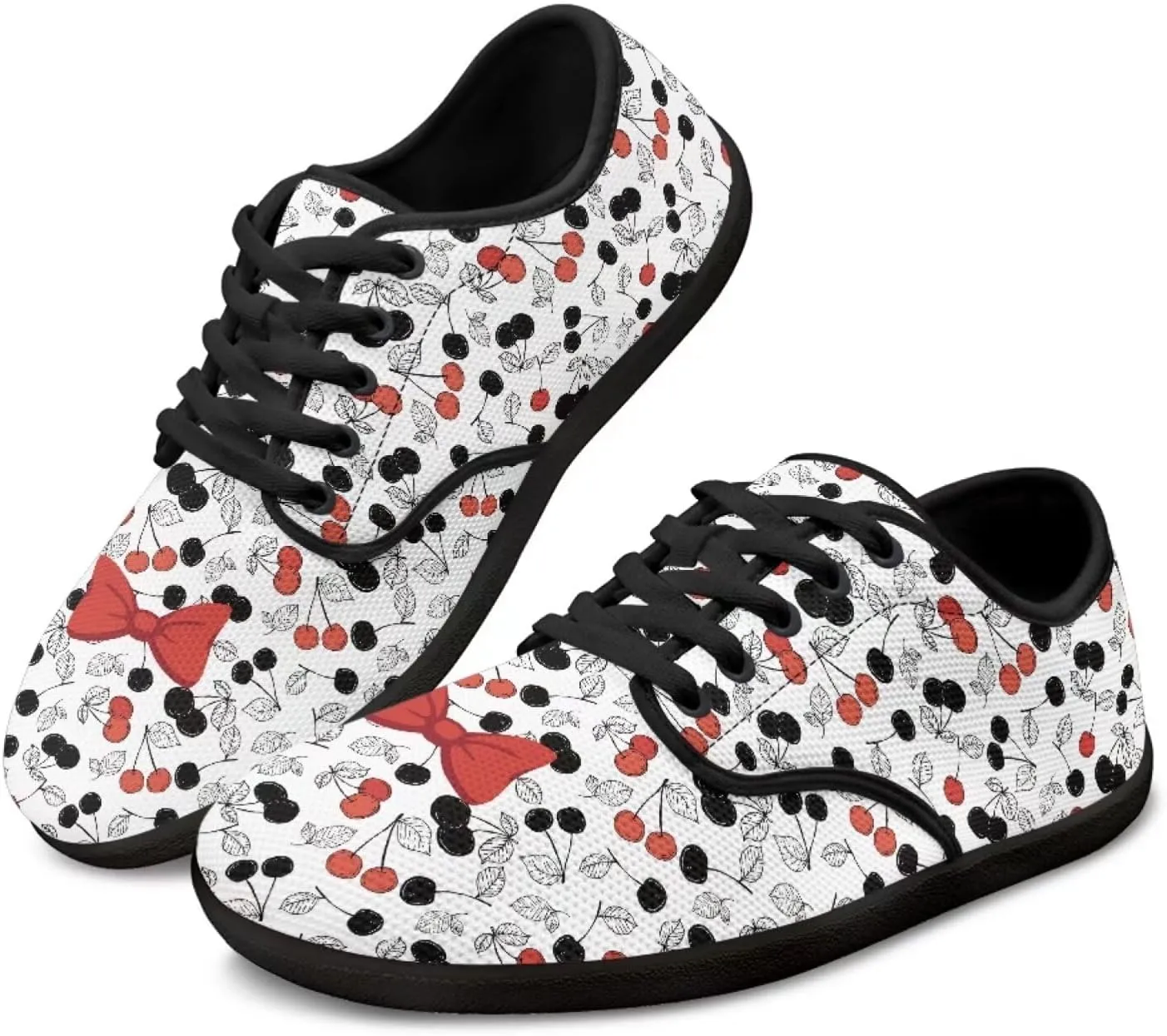 Womens Barefoot Shoes Lace Up Wide Toe Jogging Casual Sneakers Fruit Print
