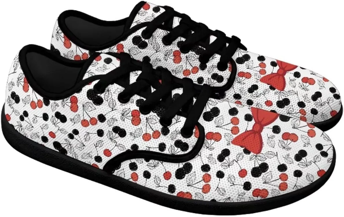 Womens Barefoot Shoes Lace Up Wide Toe Jogging Casual Sneakers Fruit Print