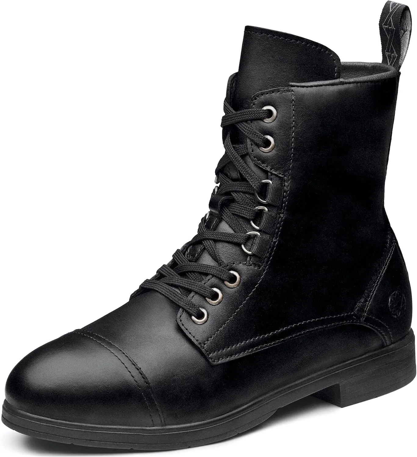 XENA Spice Womens Safety Steel Toe Work Boots, Premium Leather, Lightweight, Breathable, Comfortable, Slip Resistant, Laces and Side Zipper, ASTM F2413-18 Certified, OSHA Compliant, Jet Black Leather